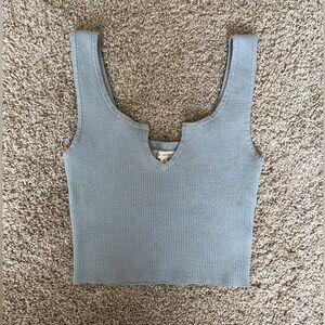 La Hearts Sky Blue Knit Crop Top